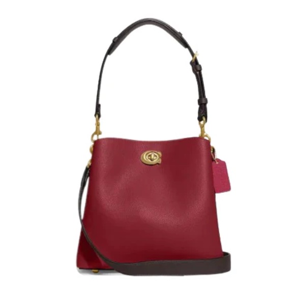 COACH C2590 Willow Bucket bag in colorblock Brick Red Multi NWT - Picture 1 of 14